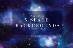 5 Handdrawn Watercolor Space Backgrounds for Local Business Illustrations