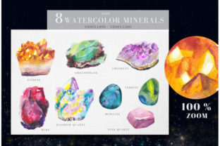 8 Watercolor Minerals Illustrations for Creative Design Projects