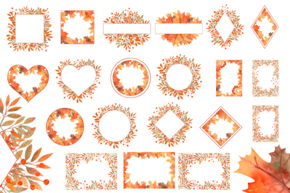 Autumn Leaves Watercolor Frames: A Versatile Graphic Design Asset for Seasonal Projects