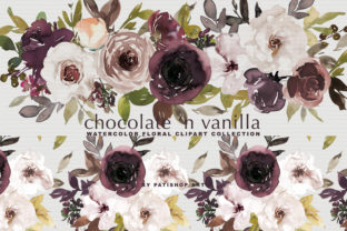 Chocolate Vanilla Watercolor Floral Illustrations