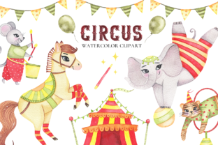 Circus Animals Watercolor Clipart for Creative Sellers