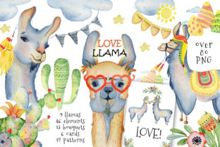 Cute Llamas. Watercolor Animals Illustrations