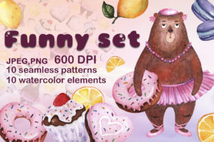 Funny Watercolor Set and Illustrations