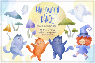 Halloween Dance. Watercolor Set. Illustrations