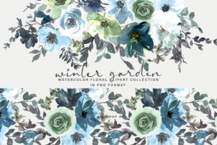 Icy Blue Watercolor Floral Clipart Set: A Versatile Illustration for Modern Branding