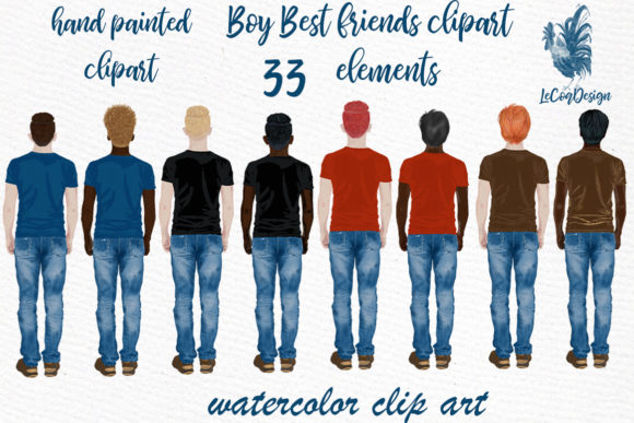 Male Clipart Watercolor Boys: A Versatile Illustration for Local Business Branding