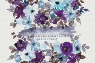 Purple Blue Watercolor Floral Set: A Versatile Illustration for Content Creators