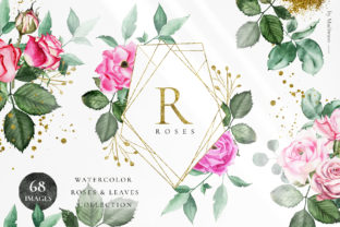 Rosette Watercolor Roses Leaf Set: A Fresh Illustration for Creative Projects