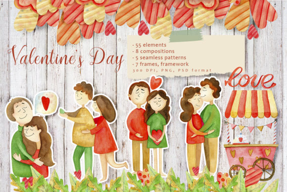 Valentines Day Watercolor Set: A Versatile Illustrations Kit for Creative Branding