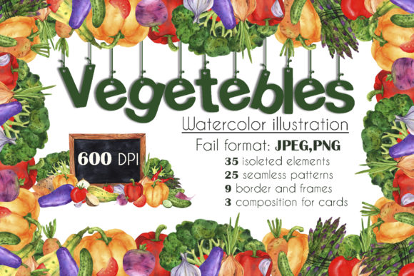 Vegetables Watercolor Set: A Versatile Illustration for Handmade Creations