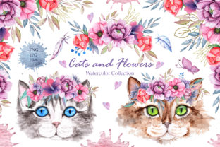 Watercolor Cats and Flowers: A Versatile Illustration Asset for Content Creators