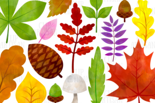 Watercolor Fall Leaves Clipart Autumn: A Vibrant Illustration Asset for Seasonal Content
