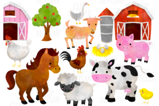 Watercolor Farm Animals Clipart for Handmade Creations