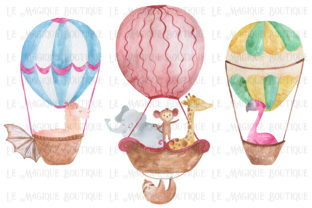 Watercolor Hot Air Balloon Trio: A Versatile Illustration for Branding