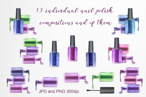 Watercolor Illustrations Nail Polish