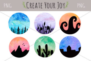 Watercolor Landscape Galaxies Illustrations