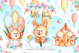Watercolor Little Bunnies Illustrations: A Delightful Design Asset for Local Branding