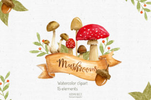 Watercolor Mushroom Clipart and Illustrations
