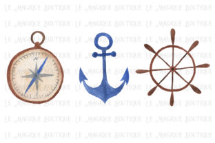 Watercolor Nautical Trio: A Versatile Illustration for Creative Projects
