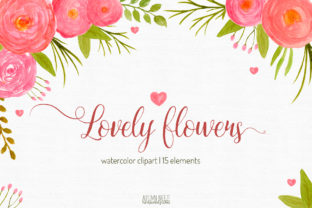 Watercolor Pink Flowers Clipart for Editorial and Web Design