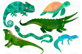 Watercolor Reptiles Clipart: A Unique Illustration for Creative Sellers