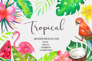 Watercolor Tropical Clipart Illustration: A Vibrant Graphic Design Asset for Creative Marketers